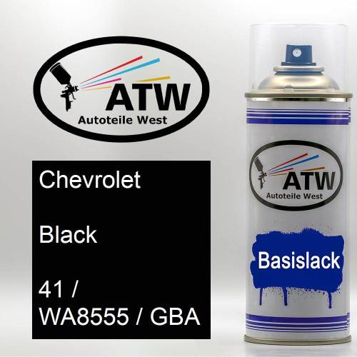 Chevrolet, Black, 41 / WA8555 / GBA: 400ml Sprühdose, von ATW Autoteile West.